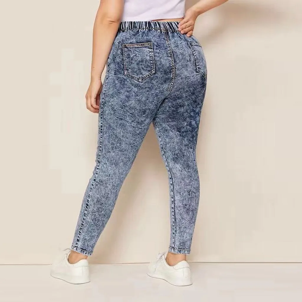 Женские теплые джинсы SAGACE однотонные повседневные свободные с эластичным поясом