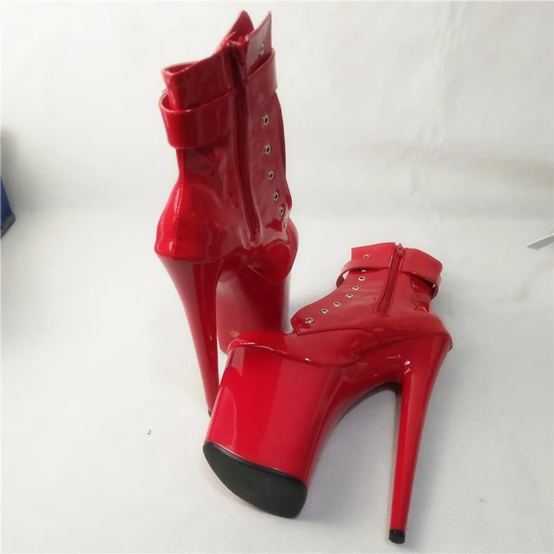 8 дюймов зимние мотоциклетные ботинки пикантные туфли с ремешком и пряжкой, женские туфли на высоком каблуке; свадебные туфли 20 см; сапоги на высоком каблуке