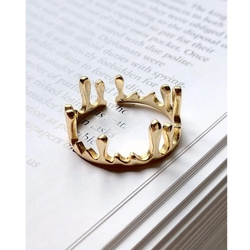 MLKENLY 100% 925 пробы Серебряное кольцо в виде капли воды позолоченное из