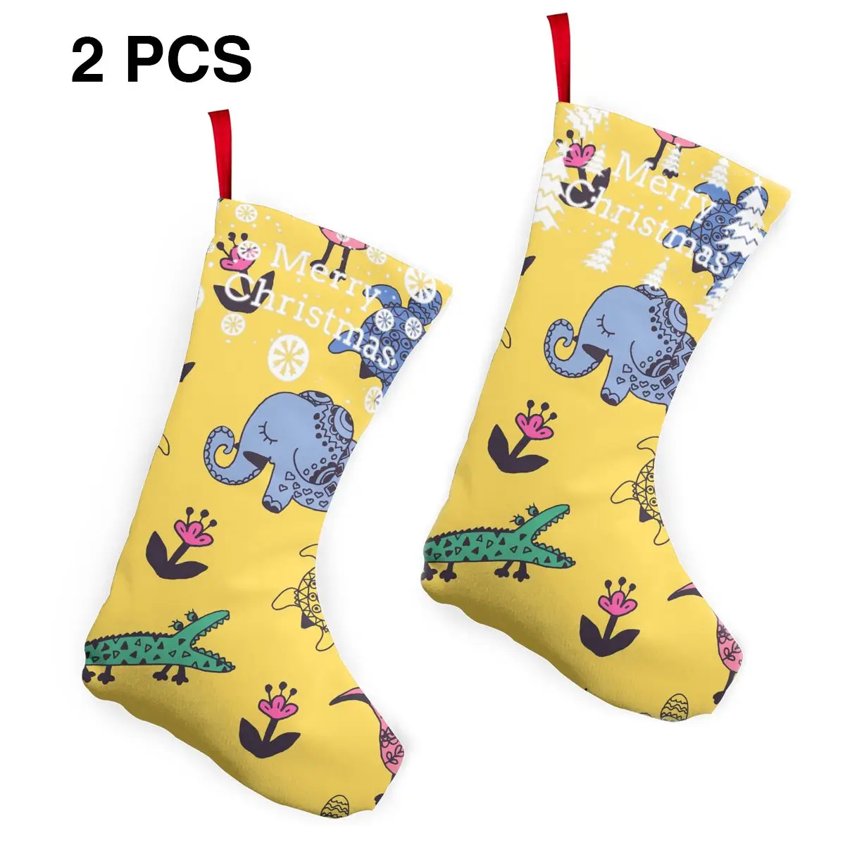 

Dinosaur Elephant Turtle Flower Cartoon Patterns Christmas Stocking Xmas Hanging Sock Santa Gifts Party Ornament