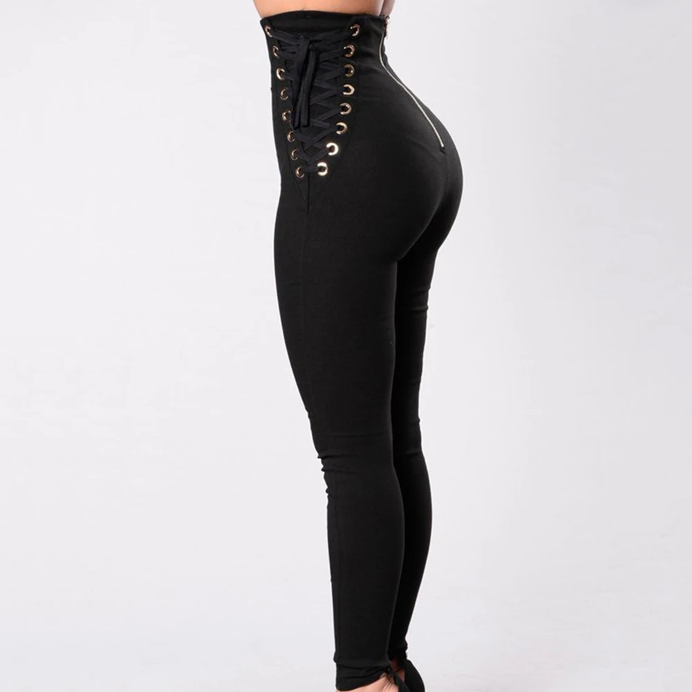 Шикарный женский сплошной цвет боковая Связывание молния сзади высокая Талия