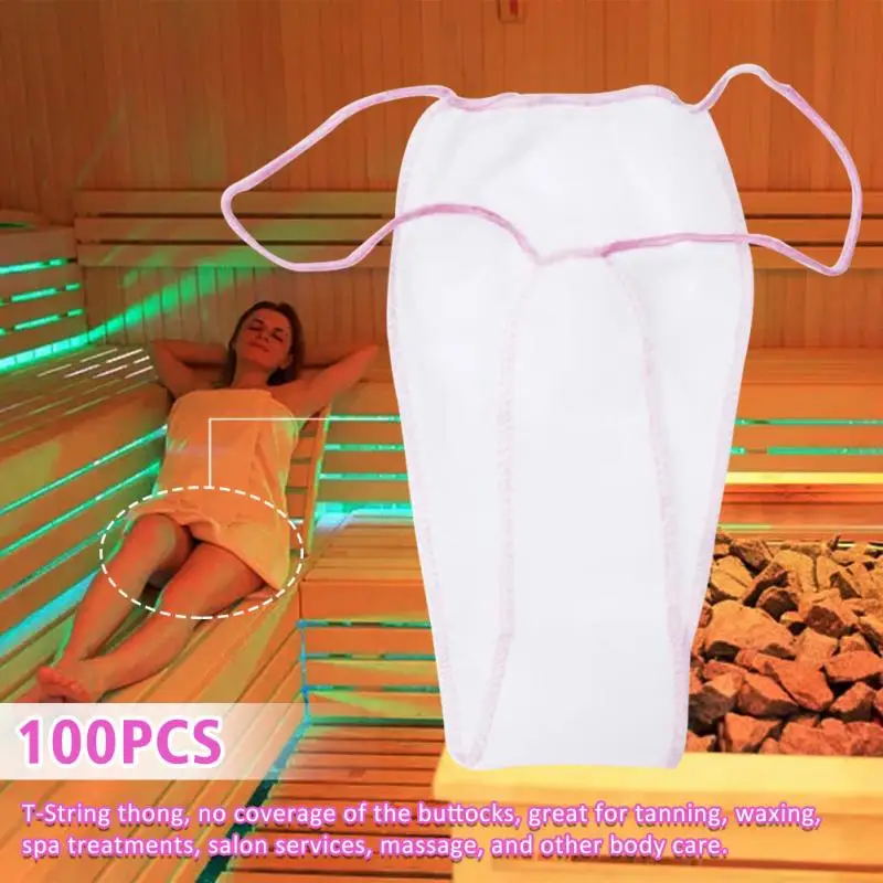 

100pcs For Women Spa Individually Wrapped Hygienic T Thong Underwear With Elastic Waistband Disposable Panties Non Woven Fabrics