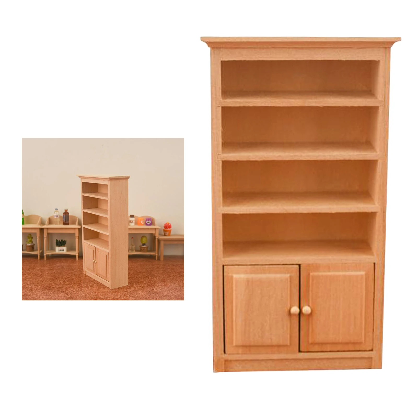 

1/12 Scale Dollhouse Miniature Wooden Cabinet Bookshelf Simulation Model Living Room Furniture Supplies Scenery Ornaments