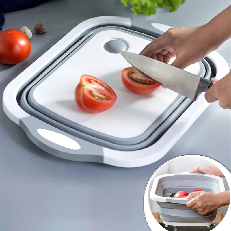 

Multifunction Cutting Board Foldable Drain Basket Collapsible Vegetable Basin Washing Kitchen Organizer Fruit Washing Basket New