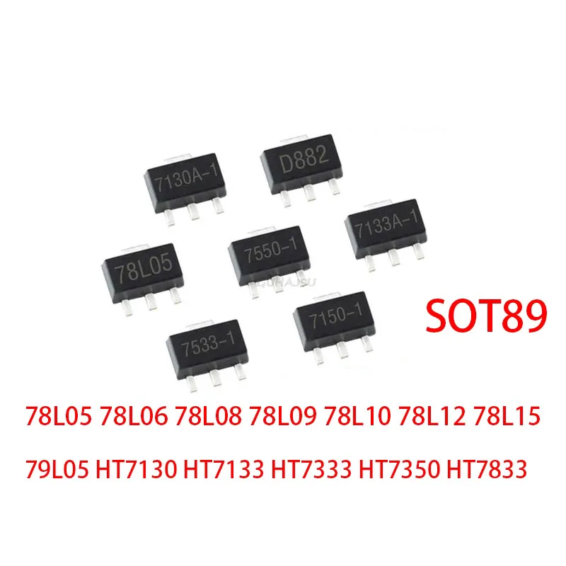 20шт. 78L05 78L06 78L08 78L09 78L10 78L12 78L15 79L05 HT7130 HT7133 HT7333 HT7350 HT7833 SOT89 Новый транзисторный регулятор тока.