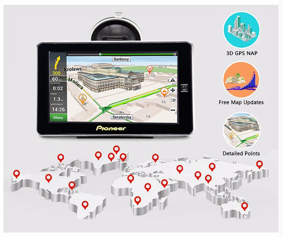 7 дюймов грузовик bluetooth AVIN 256 м 8 Гб gps навигация автомобильный навигатор с козырьком с Европа карты