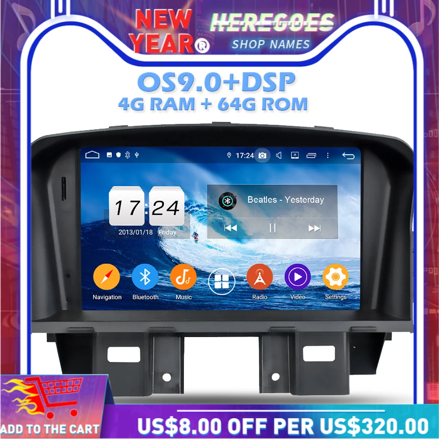 Автомобильный DVD плеер IPS DSP Android 9 0 4 Гб ОЗУ 64 ПЗУ Wifi 4G luetooth RDS радио GPS карта для vrolet