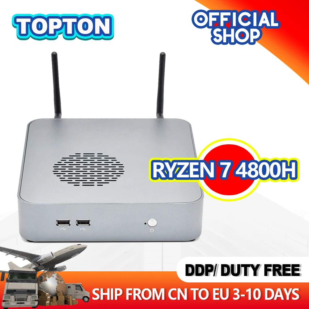 Игровой Мини ПК Tuofudun AMD Ryzen 7 4800U/5 4600U 2 * DDR4 NVMe SSD LAN игровой с Windows 11 HDMI 0 DP Type C WiFi 6|Мини