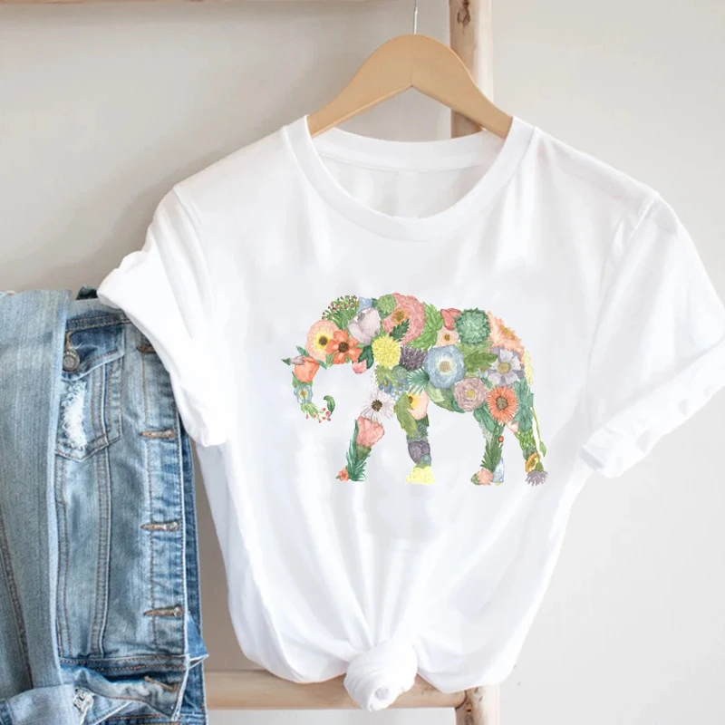 

Ladies Streetwear Style Fashion Clothes Print Tee Top Tshirt Women Printing Floral Flower 90s Cartoon Female Graphic T-shirt