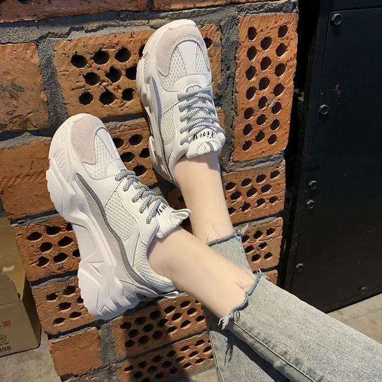 Новинка белые туфли на танкетке женские кроссовки платформе теннисные feminino