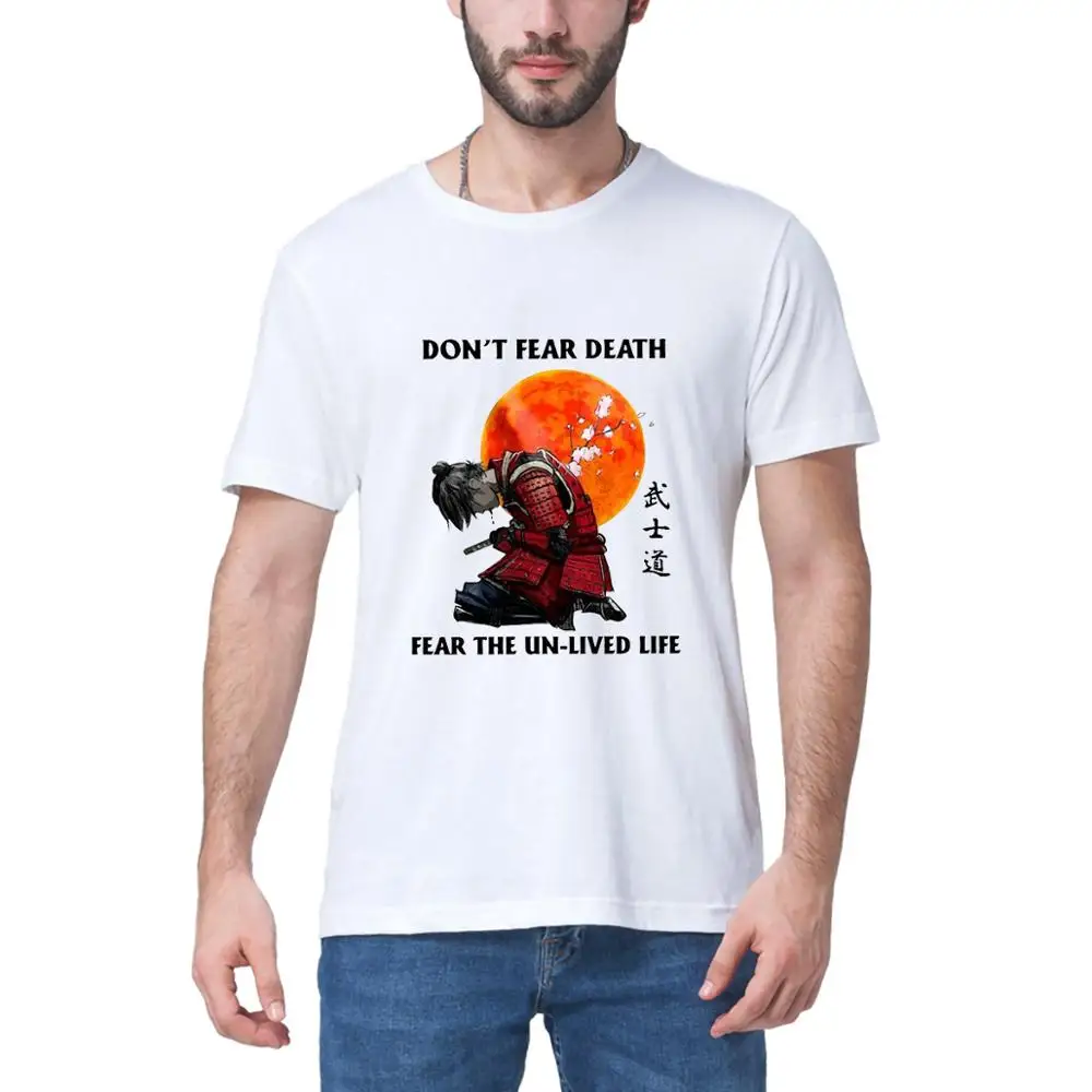 Мужская футболка с принтом Don't fear death Fear the New life хлопковые топы короткими