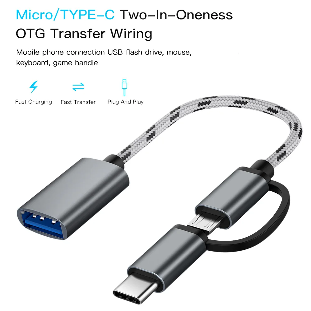 

2 In 1 USB 3.0 OTG Adapter Cable Type-C Micro USB To USB 3.0 Interface Converter For Cellphone Charging Cable Line For Cellphone