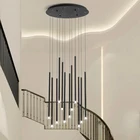 Современная длинная светодиодная люстра в виде трубок, винтовая лестница, висячий светильник в скандинавском стиле для гостиной, свободно регулируемый осветительный прибор