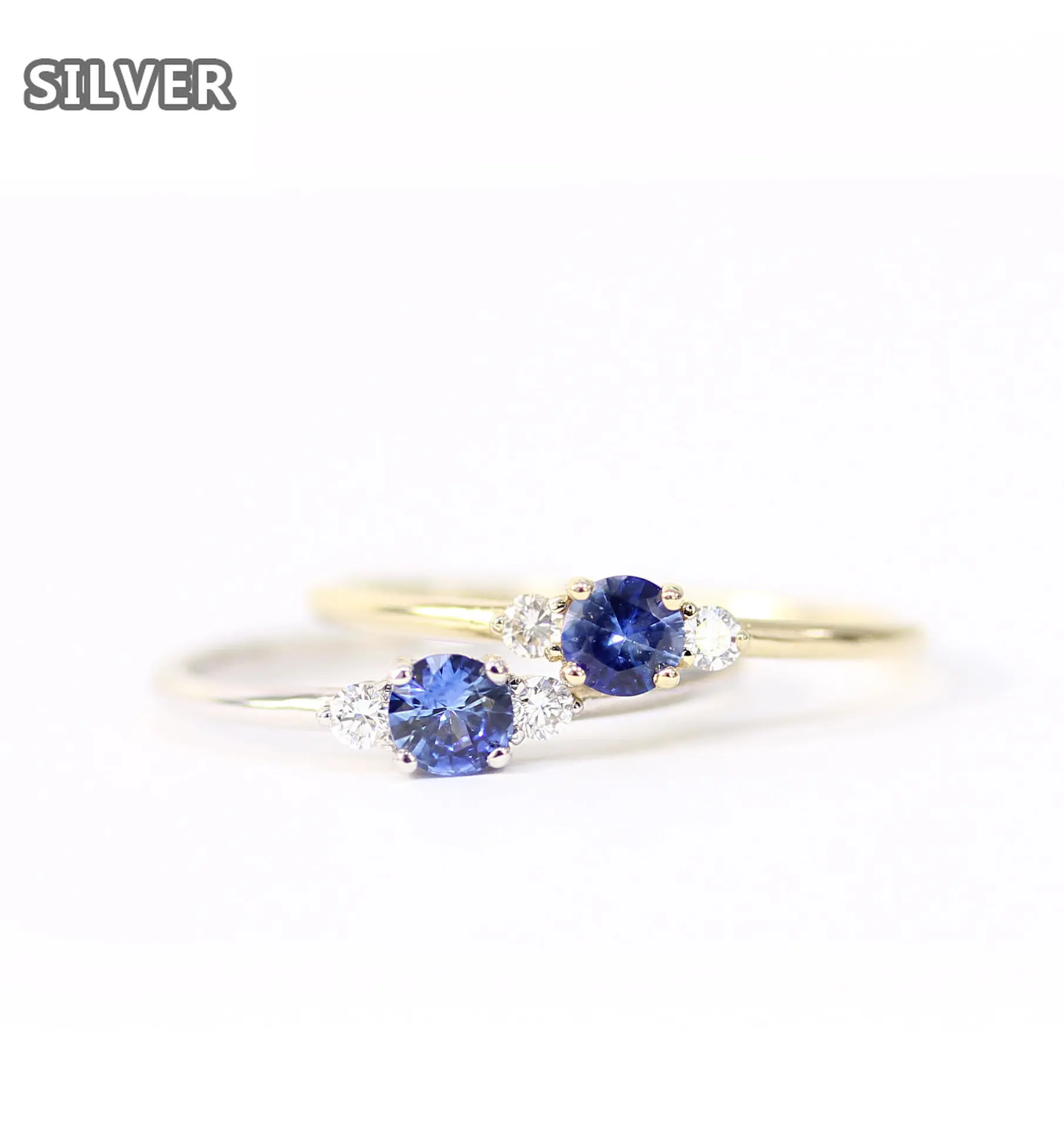 925 Anillos Silver 2 Color Hot Sale Simple Ice Crystal Sapphire Ring Female Diamond Rings For Women 14k Gold Jewelry | Украшения и