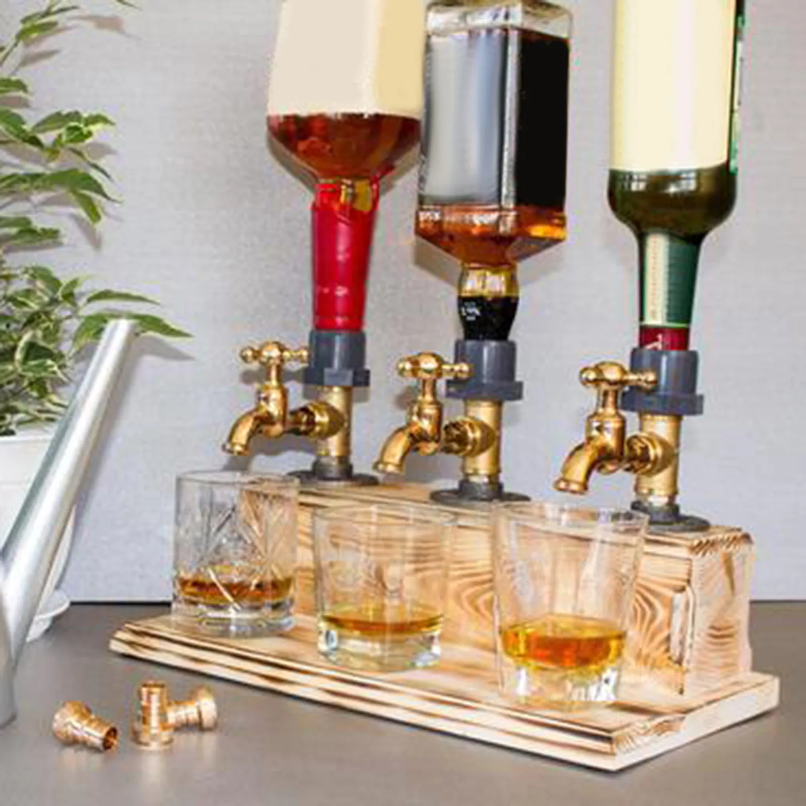

Wine Dispenser Wooden Faucet Holder Wine Whisky Beer Dispenser Rack Liquor Alcohol Wood Dispenser Gift For Father Bar Accessory