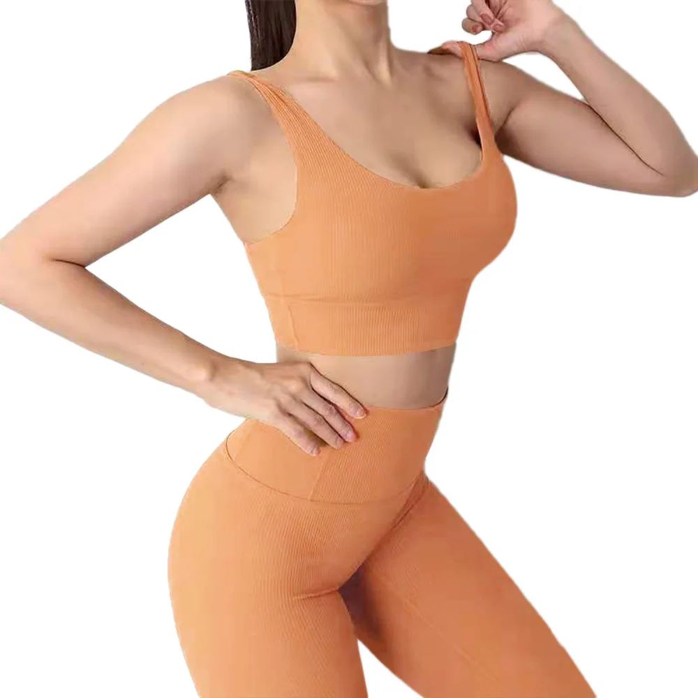 

The new threaded beauty back shock-proof bra stepped up body pants sports yoga fitness two-piece set