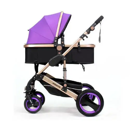 purple gold frame Детская коляска 2 в 1, коляска для отдыха или увлажнения, складной светильник, двусторонняя детская многофункциональная коляска для новорожденных - Цвет: purple gold frame