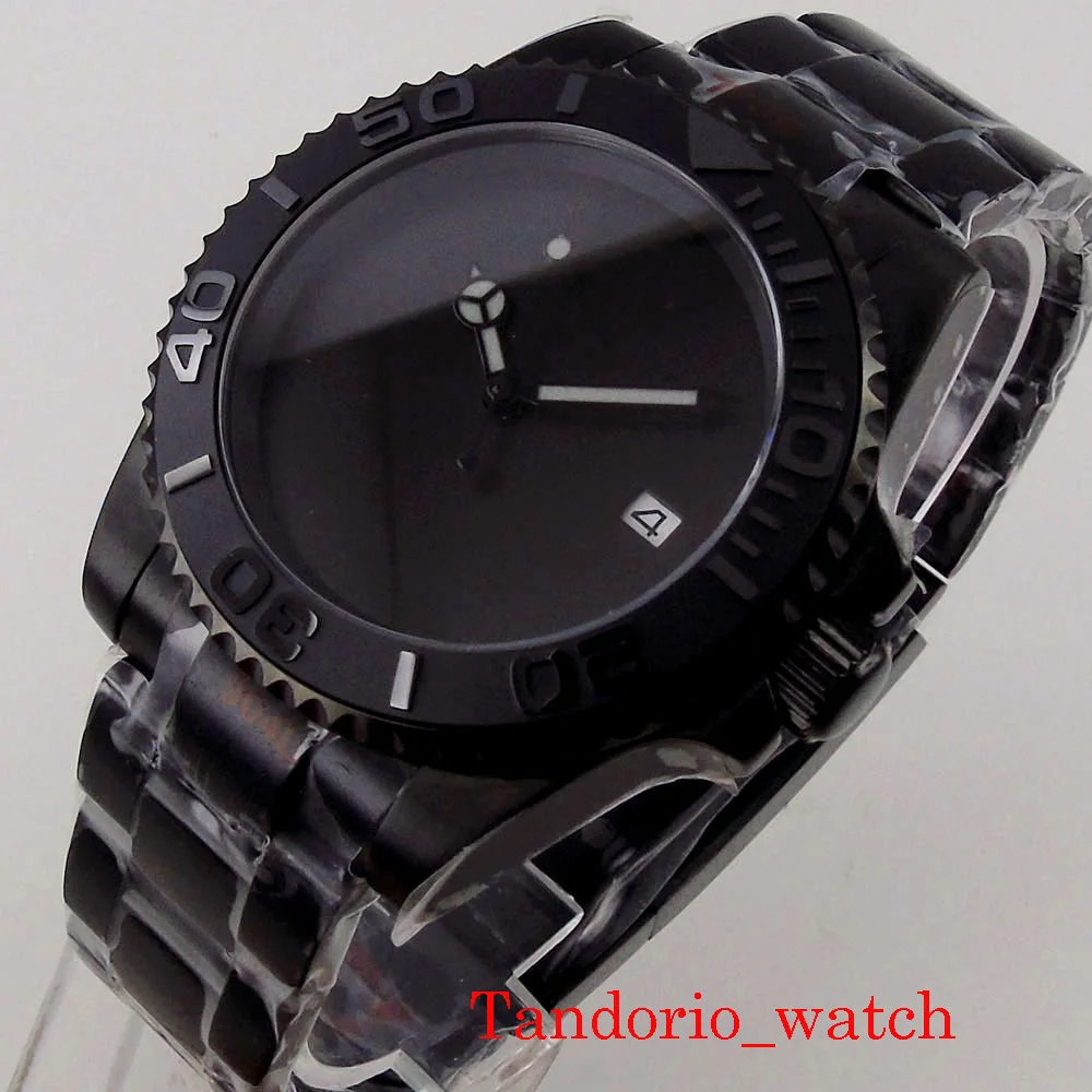 

BLIGER 40mm Black PVD Plated Crystal Oyster NH35A MIYOTA 8215 PT5000 Black Sterile Automatic Men Watch Sapphire Steel Strap