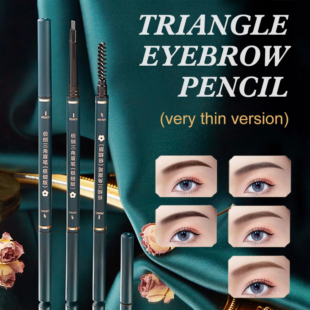 

1pcs Double Headed Eyebrow Pen Natural Makeup Brows Long Lasting Eyebrow Pencil With Brush Waterproof Triangle Eyebrow Pencil