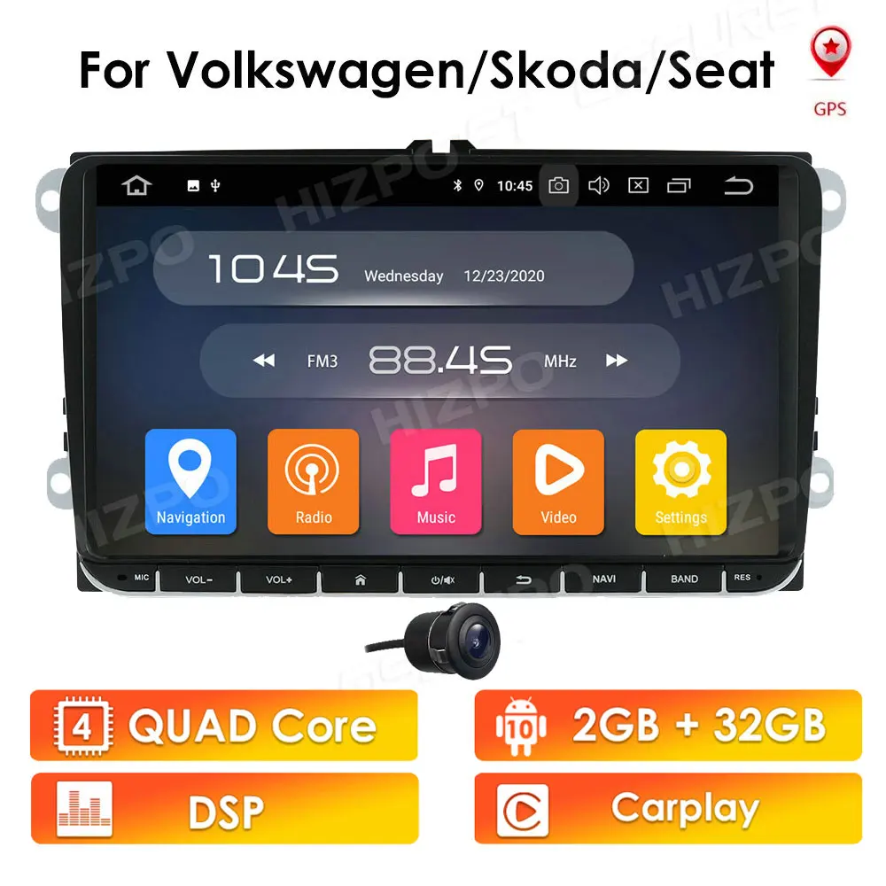 DSP IPS Android 10 9 &quot2din автомобильный GPS для VW POLO GOLF 5 6 PASSAT B6 CC JETTA TIGUAN TOURAN EOS SHARAN SCIROCCO CADDY