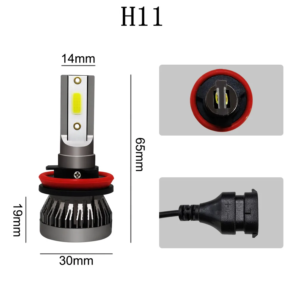 Mini1 2 шт./компл. автомобильных фар Светодиодные лампы 12v 36w h1 h4 h7 h11 9005 9006 9012 с 6000K холодный белый свет COB чип Автомобильный светильник лампочка