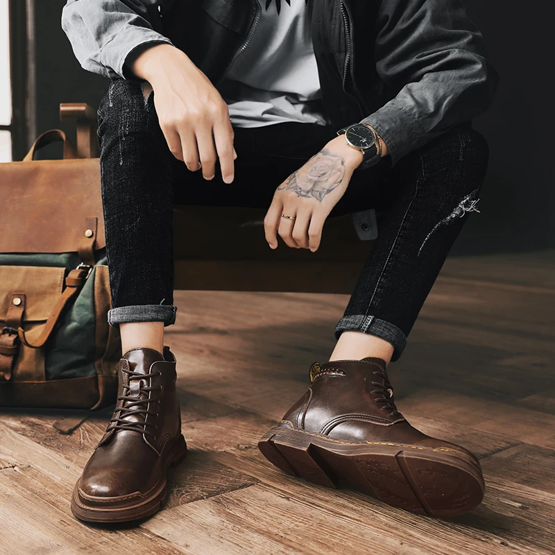 

Mens Boots Casual Mens Casual Shoes Slip On Men Leather Sport Men's Wear For Flat Black Sports Sapatos Summer Zapatos Hombre
