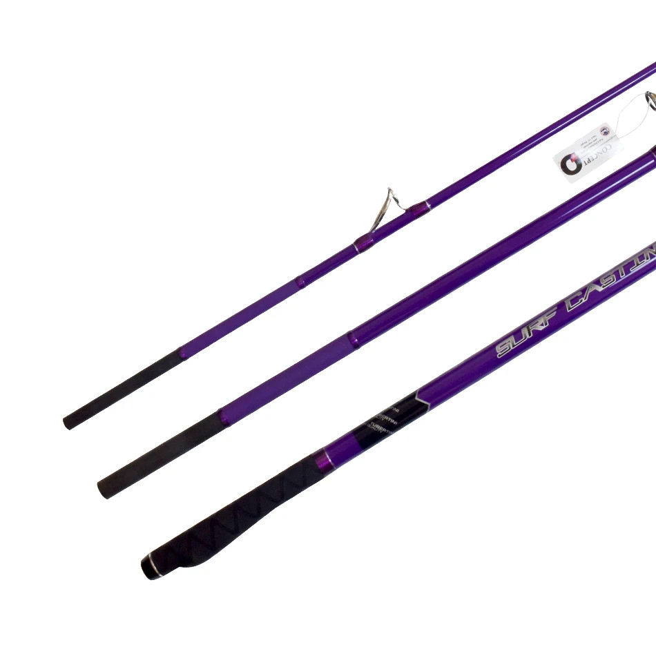

4.25m purple color Full Fuji Components 100-250g 3sections Superhard high carbon surf rod casting beach far shot fishing rod