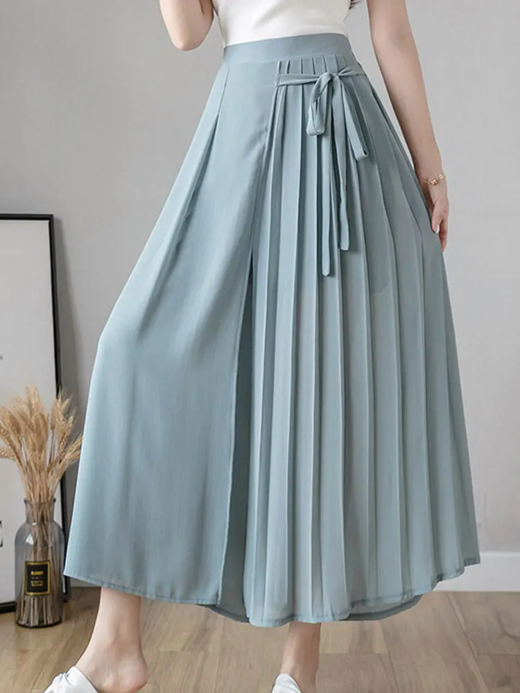 Женские шифоновые брюки в Корейском стиле повседневные плиссированные большого