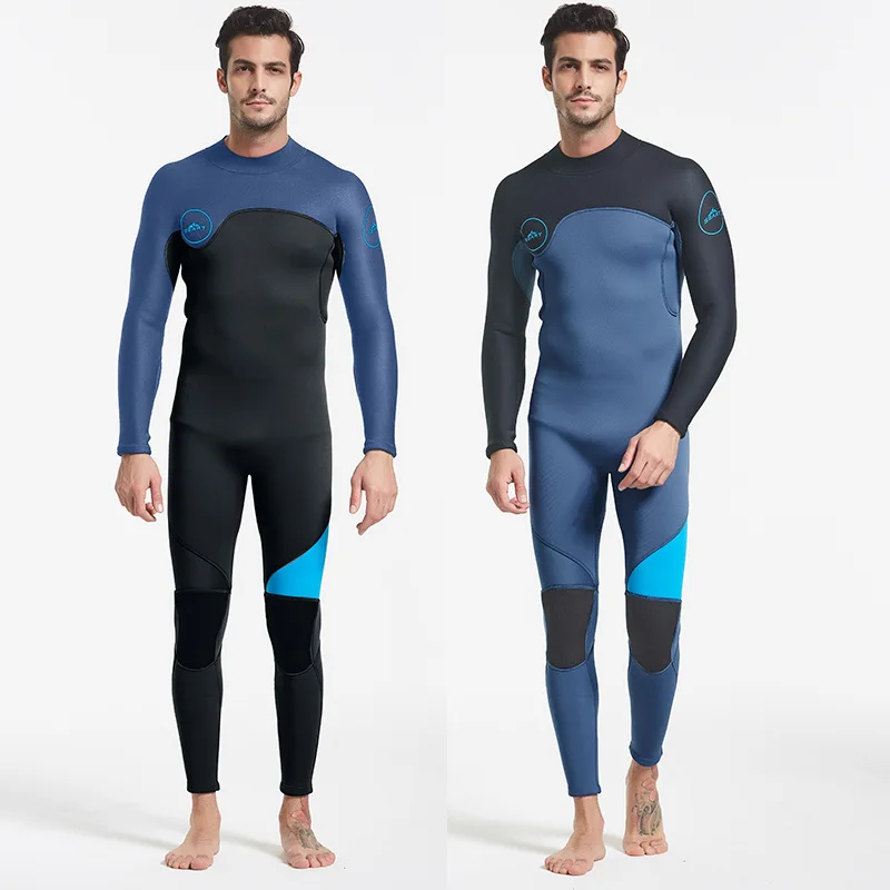 

SBART Men 3MM Neoprene Diving Suit Back Zipper Warm Keeping Patchwork Soft Wetsuit Swimwear Long Sleeve Spearfishing Snorkeling