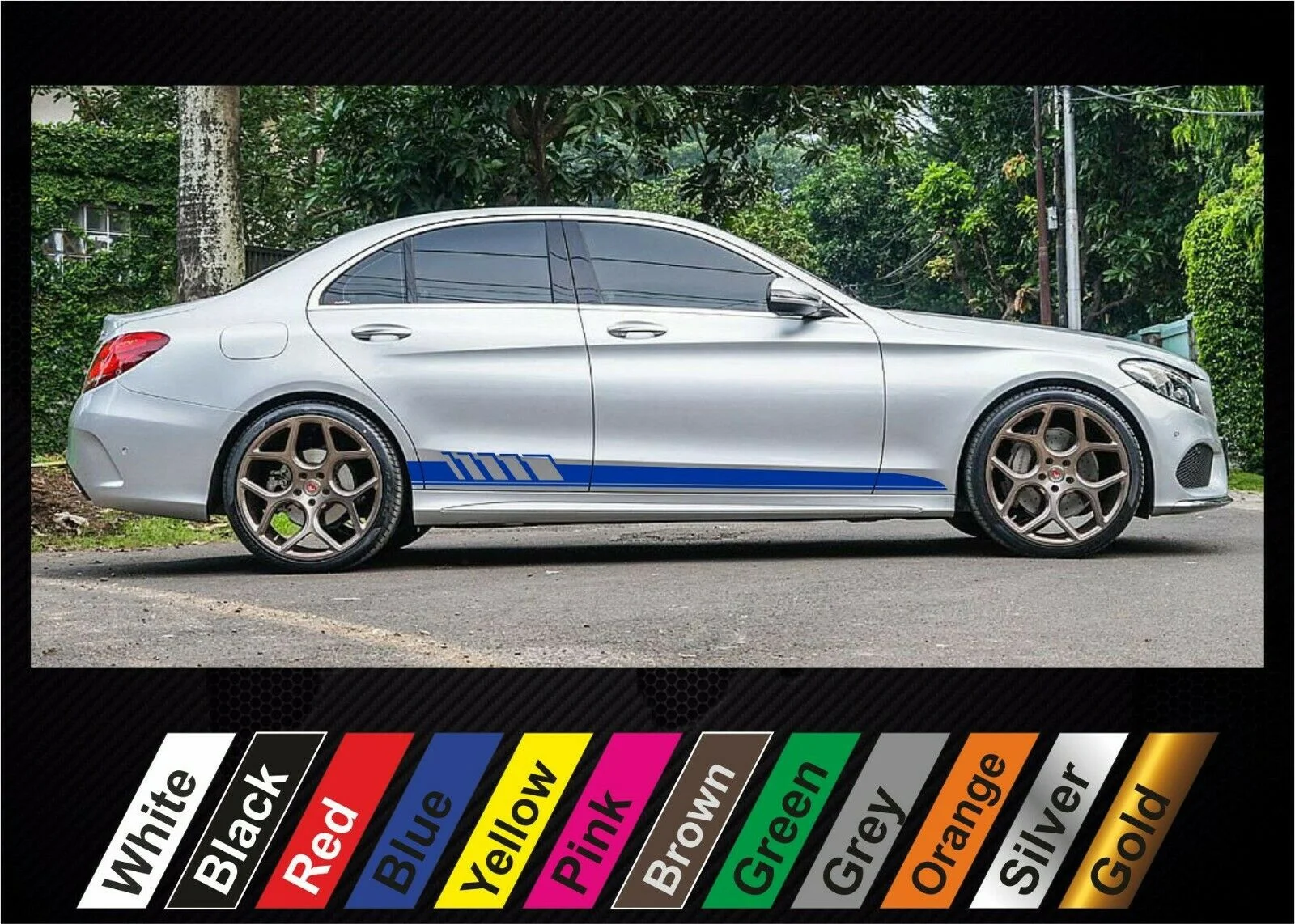 

For x2 stickers Mercedes Benz W205 C Class AMG graphics side stripe decal #4
