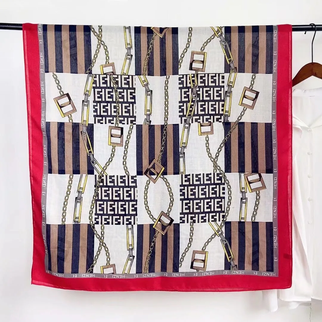 

90X180cm Fashion Chains And Letters Autumn Winter Long Scarf Imitation Cotton Linen Bandana Hijab Shawl Outdoor Neck Accessories