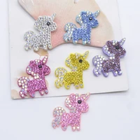 12pcs 2730mm bling kawaii unicorn rhinestone patches for diy clothes hat decor headwear hairband supplies accessories applique