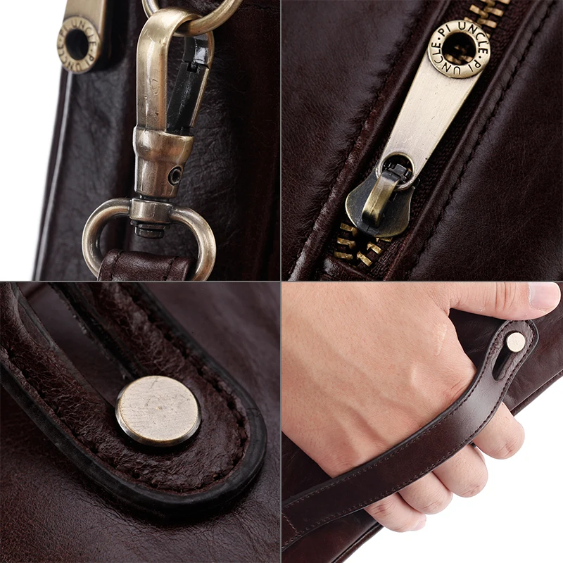 Высокое качество мужской деловой бумажник клатч из натуральной кожи на запястье