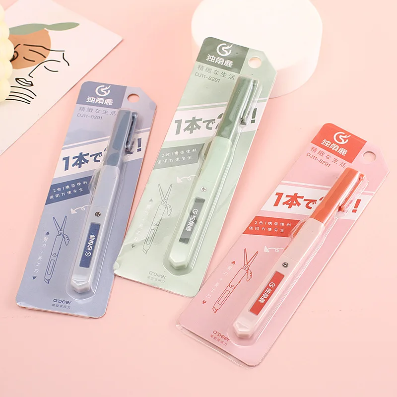

Creative Hand Account Utility Knife Portable Paper Cutting Scissors Office Student Stationery Pen-shaped Dual-use Small Scissors