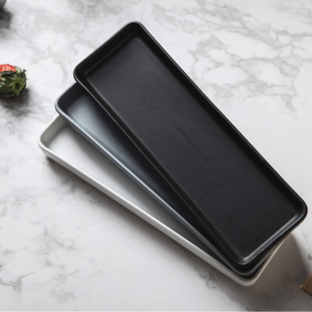 Rectangular Serving Platters Porcelain Matte Ceramic Sushi Sashimi Trays Bowl Sub - Plate Japanese Tableware Food Container | Дом и сад