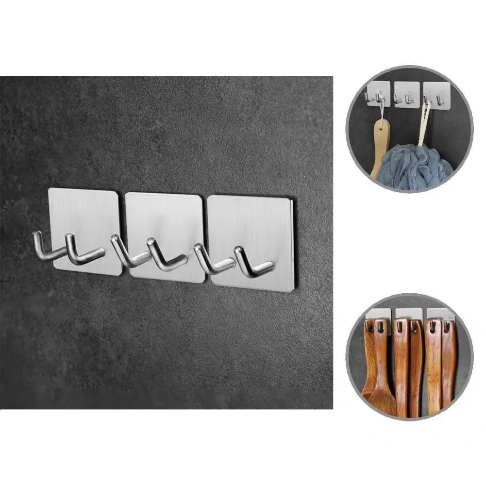 

Sturdy Door Hook Corrosion Resistant Anti-deform Self-adhesive Double-hook Portable Hook Door Hanger Door Hanger