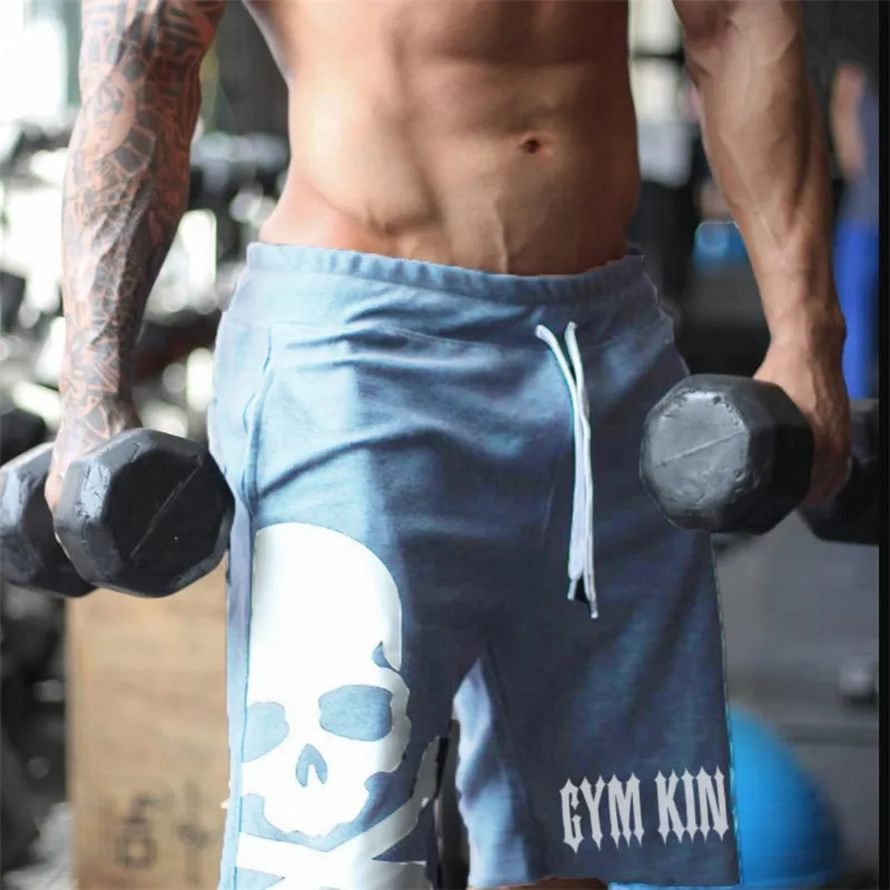 

new Mens gyms shorts Run jogging sports Fitness bodybuilding Sweatpants male workout training Brand Knee Length cottonshort pant