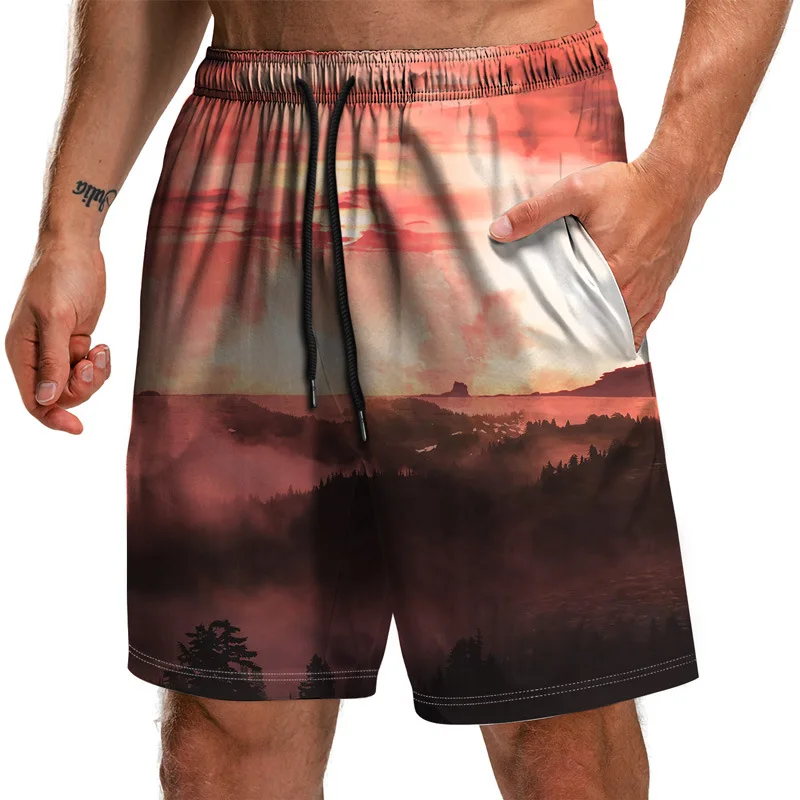 

2021 Summer New Tree Series 3D Printed Beach Pants Fashion Casual Shorts Men