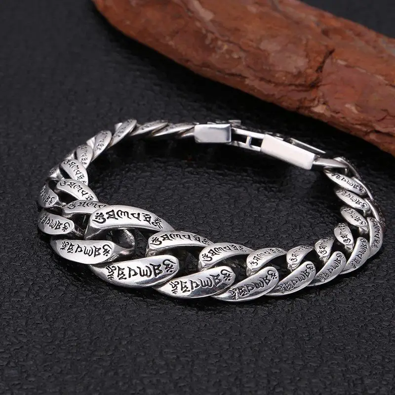 

Six-character Mantra Bracelet Men's Retro Domineering Bracelet Personality Fashion Exaggerated Trendy Bracelet Jewelry