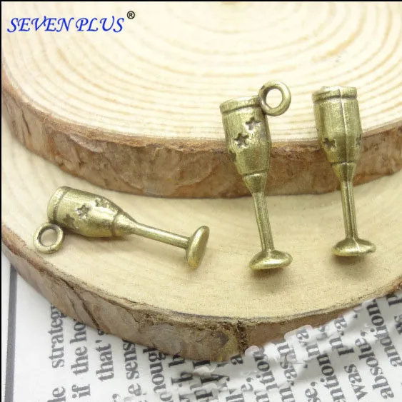 

High Quality 10 Pieces/Lot 20mm*8mm Alloy Material Antique Bronze Plated Wine Glass Charms