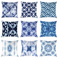 geometric style cushion cover blue decoration pillow case stripe pattern pillow case sofa pillowcase living room cushions covers