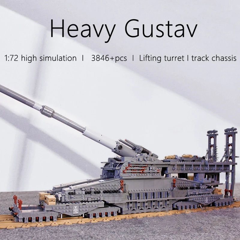 3846pcs Military WW2 Tank Blocks Gustav K5E German Railway Gun Set Building Bricks Model Kids Toys for Children Boys Gifts - купить по