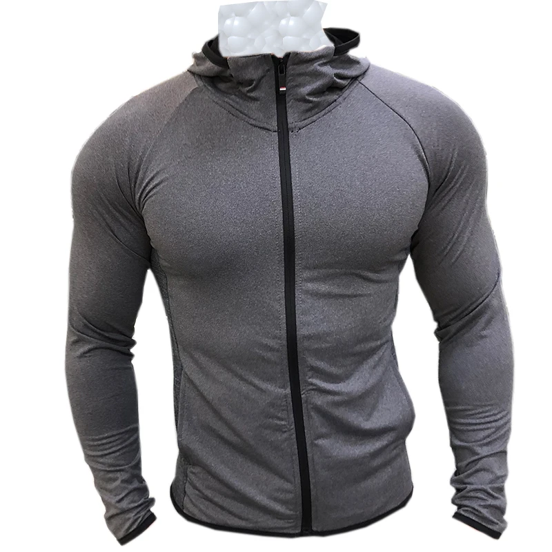 

New Winter Autumn Hoodies Sport Shirt Men Hat Zipper Running Jackets Fitness Gym Sports Clothing Sport Top Men's Sportswear 2020