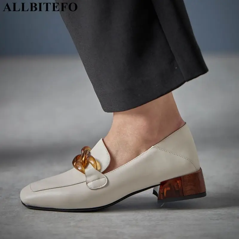 ALLBITEFO/Большие размеры: 34 42 Женская обувь из натуральной кожи на толстом каблуке