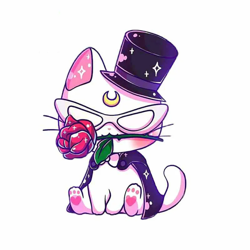 

13X10CM Car Stickers Sunscreen Waterproof PVC Decor Motorcycle Decals Sailor Moon Cat Decorative Accessories Creative