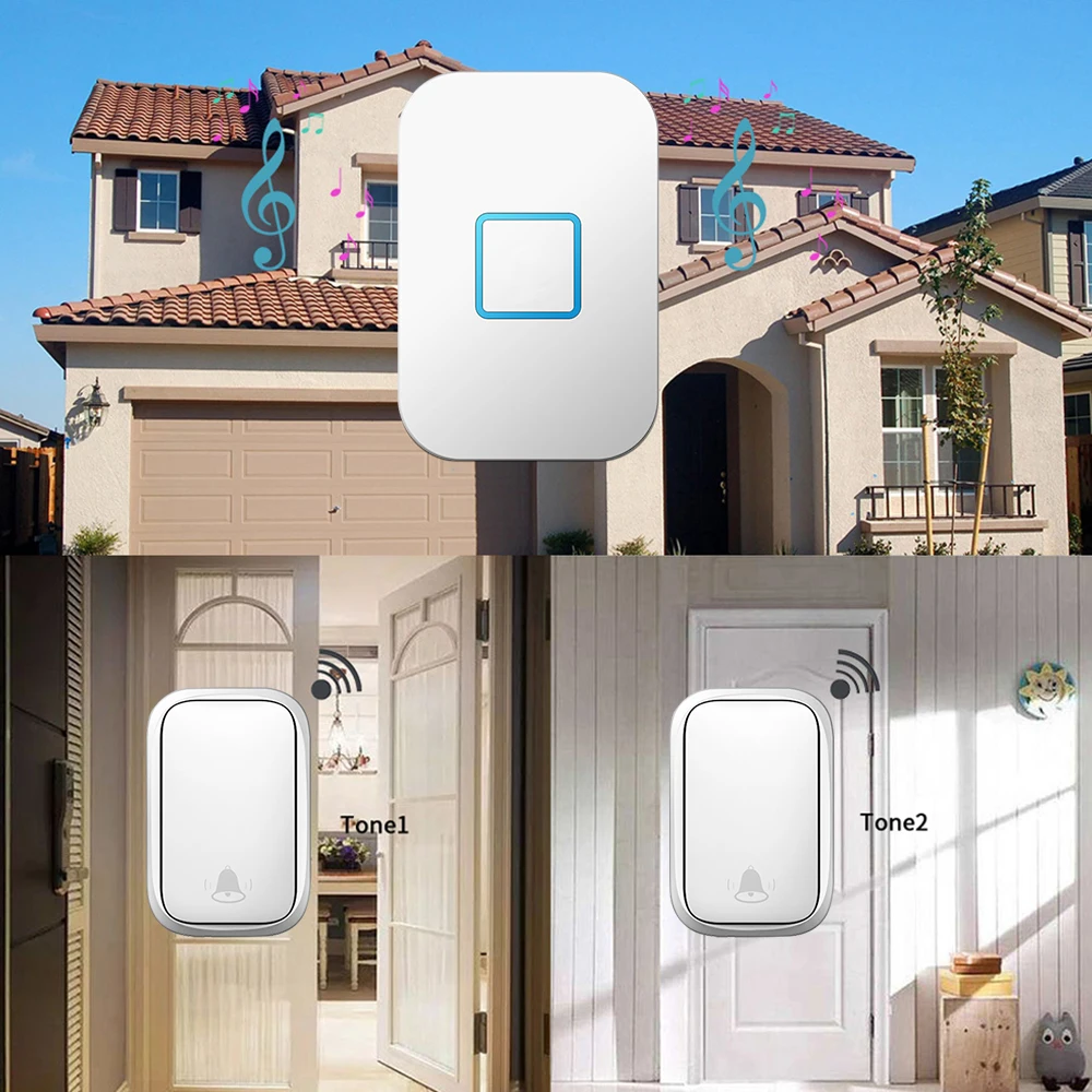 CACAZI Self-powered Wireless Doorbell Waterproof 150M Remote 5 Button 1 Receiver LED Smart House Call 220V Chime | Обустройство дома