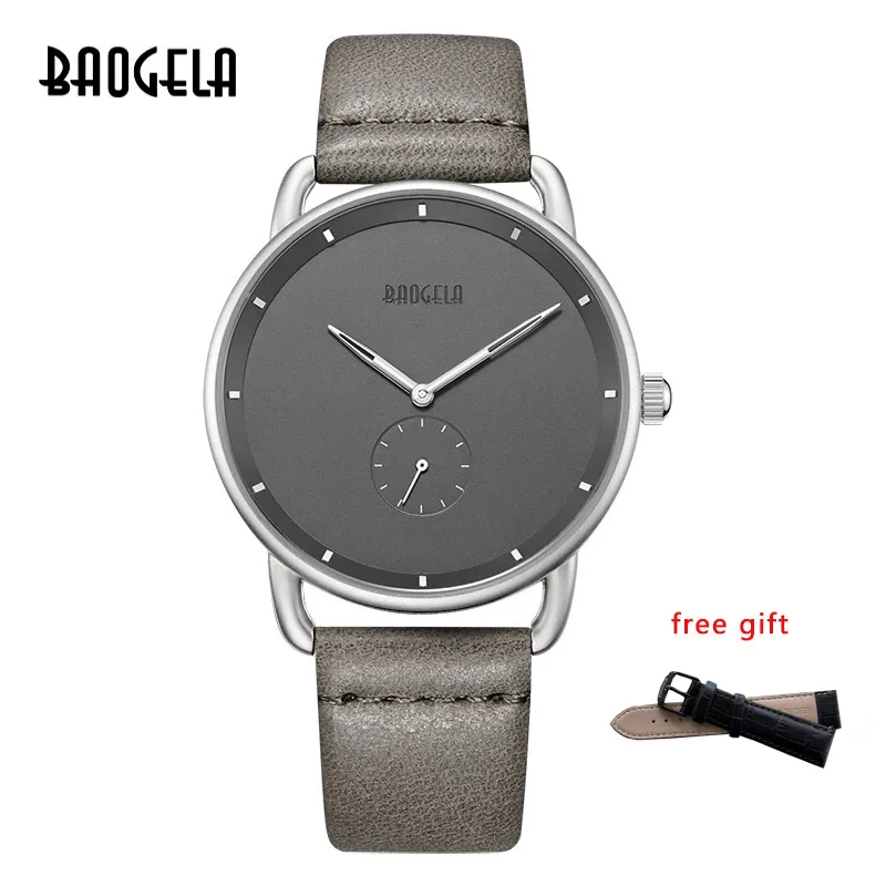Часы BAOGELA мужские кварцевые с кожаным ремешком ультратонкие модные деловые