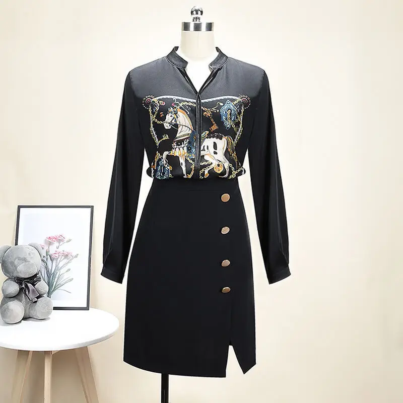 

Shirt Women Casual Large Size Women's Shirt Temperament Long-sleeved Shirt Printed Spring Autumn Women Clothes
