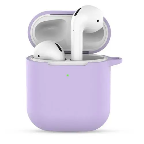 Для Airpods 2 TWS Портативный Силиконовый чехол для беспроводной bluetooth-гарнитуры защитный чехол анти-потеря наушники коробка аксессуары - Цвет: 06 purple
