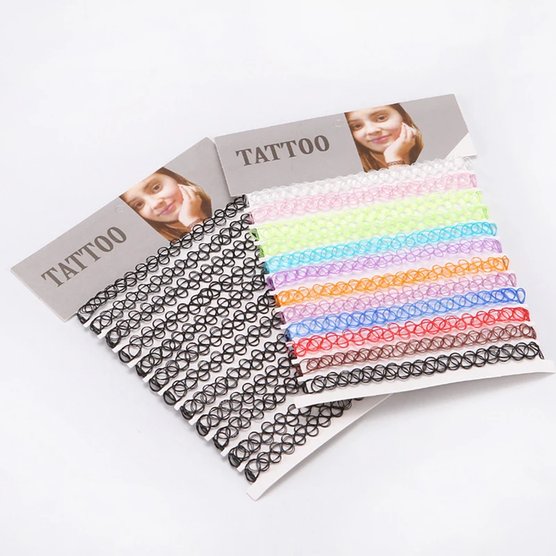 Колье-чокер JUCHAO с татуировкой для девушек женское эластичное ожерелье полыми